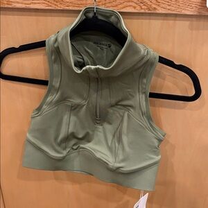 529. Phoenix Prague Crop Green Sleeveless Zip-Front Crop Top